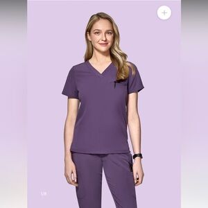 Mandala Scrub Set - EUC Top plus Joggers Dewberry XS